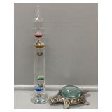 Galileo Thermometer, Brass Turtle magnifying glass