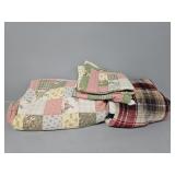 Floral Quilted Blanket, Soft Plaid Blanket