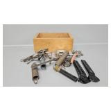 Wooden box with contents