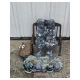 Boy and Girl Lawn Decor, Metal Bench, Decor