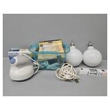 Assorted Lightbulbs, Extension Cord, Black and