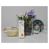 Clear Glass Square Vase with Purple Gems, Star