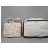 White Comforter, Red Blanket, Pink Blanket