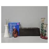 Krosno Poland Fine Art Glass Ball Stem Vases,