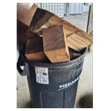 Plastic Bucket with Wood Pieces