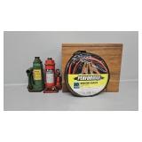 Wooden box, Bottle Jacks, jumper cables
