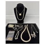 Silver like necklaces and bracelets