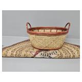 Wicker Basket, Rug with Handpainted Snowman