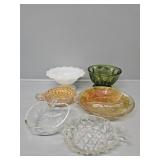 Marigold Divided Dish, Marigold Ashtray, Green