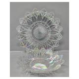Federal Glass Iridescent Petal Platter and Bowl