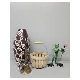 Purple and White Stoneware Vase, Stoneware