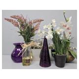 Purple Vase, Mosaic Purple Tree, Faux Floral