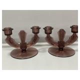 Amethyst Purple double candle holders (2)