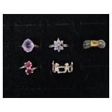 Ladies Rings:10K Ring with Red Gems, 14k THL R