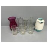 Assorted vases and Drinking glasses