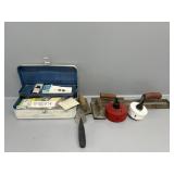 Muding knifes(5) , vintage first aid kit, pool