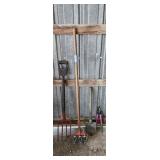 Yard Aerator, Pitchfork, Small Shovel, Loppers