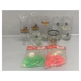 Hard Rock glasses (3), misc glasses (6) and