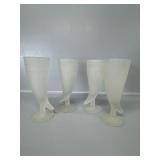 Indiana Glass Frosted Horn Beer Glasses (4)