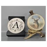 "A" Coasters, Buck Coasters with Faux Antler