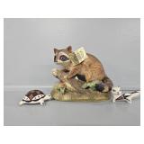 Masterpiece Raccoon Figurine, Pottery Turtle and