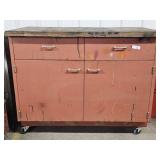 Metal Rolling Work Table with Wooden Top