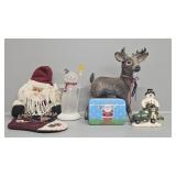 Deer, Snowmen, Santa Stocking, Merry Christmas Tin