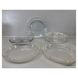 Pyrex Glass Pie dishes, Pyrex Casserole dish w/lid