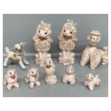 Vintage pink and gold Poodle figurines