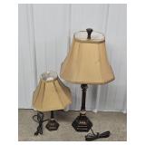 2 Brown Metal Table Lamps