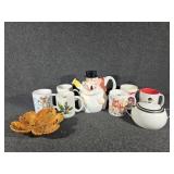 Christmas Coffee Cups(6) ,Sugar Glass Bowl , Bride