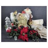 Holiday candle table decoration. Angel treetopper