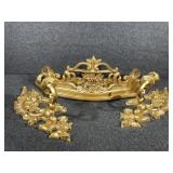 Gold plastic shelf with 2 wall candle holders