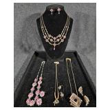 Floral Necklaces, Acorn Necklace, Gold Toned