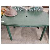 Plastic Green Patio Table and Umbrella Holder