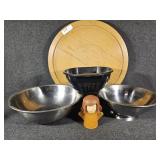 Kitchen colander(2), Metal Mixing Bowl, Wooden