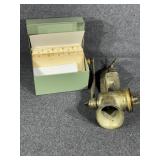 Keystone #20 Meat grinder. Recipe box with cards