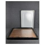 Stainless steel serving tray & Wooden tray