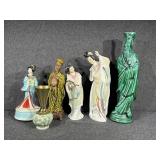 Oriental cermaic figures,vase & music box