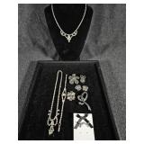 Rhinestone Necklaces, Silver Toned Pins,