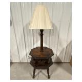 Wooden Side Table with Working Lamp