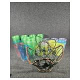 Assorted plastic Tumblers , Wired Basket