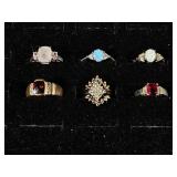 14KT GF Ring with Red Stone, .925 Ring with Pink