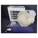 3x5 American Flag. Heart shaped lace pillow.