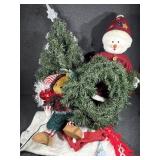 Plush Snowman figure. Fiber optic tabletop tree