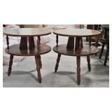 Wooden Round Side Tables x2