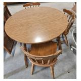 Wooden Table with (2) leaf & (4) Chairs