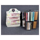 30 cassette tapes with holder. Mail sorter.