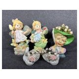 Figurines, Vase,  set of swan candle holders