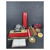 6- Lucite candles with Gold & Silver flecks